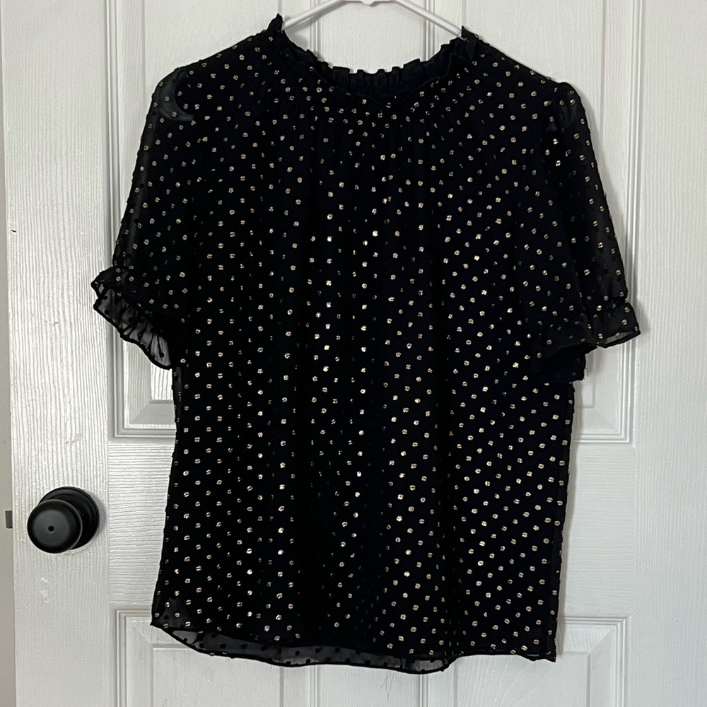 NWT - J. Crew Black and Gold Blouse